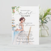 白エレガント衣の花嫁ブライダル茶パーティー 招待状 (スタンド正面)