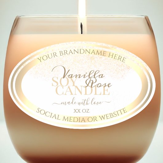 白エレガント製品包装ラベル金ゴールド枠 楕円形シール