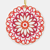 白エレガント赤かわいいかわいらし装飾曼荼羅 セラミックオーナメント (正面)