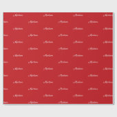 白エレガント赤のカスタムスクリプト名 ラッピングペーパー (フラット)