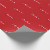 白エレガント赤のカスタムスクリプト名 ラッピングペーパー (角)