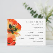 白エレガント赤ポピー親切に返信 招待状 (スタンド正面)
