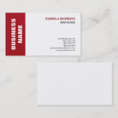 白エレガント赤マネージャストライプのミニマルスタイル 名刺 (正面/裏面)