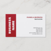 白エレガント赤マネージャストライプのミニマルスタイル 名刺 (正面)