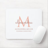 白エレガント赤面ピンクモダンモノグラム名 マウスパッド (マウス)