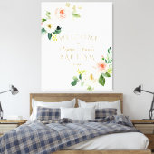 白エレガント赤面フローラ歓迎バプテスマ徴候 キャンバスプリント (インサイチュ (寝室))