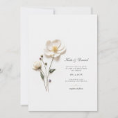 白エレガント野花結婚式招待状 サンキューカード (正面)