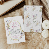 白エレガント野草赤ちゃんシャワーありがとう車 サンキューカード