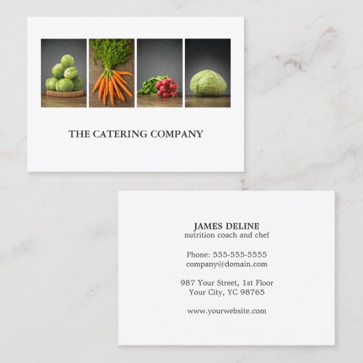 白エレガント野菜ケータリング 名刺 (正面/裏面)