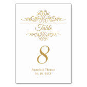 白エレガント金の結婚枠のテーブル テーブルナンバー (裏面)