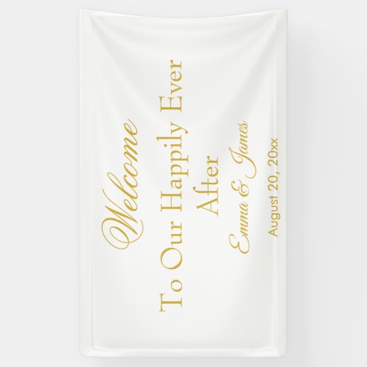 白エレガント金ゴールドの後は幸せ結婚に 横断幕 (縦)