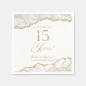 白エレガント金ゴールドアガテ15周年記念パーティー スタンダードカクテルナプキン (正面)
