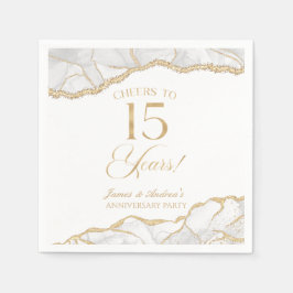 白エレガント金ゴールドアガテ15周年記念パーティー スタンダードカクテルナプキン