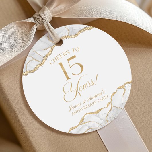 白エレガント金ゴールドアガテ15周年記念パーティー フェイバータグ