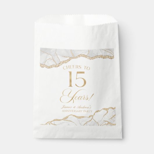 白エレガント金ゴールドアガテ15周年記念パーティー フェイバーバッグ (正面)