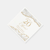 白エレガント金ゴールドアガテ20周年記念パーティー スタンダードカクテルナプキン (角)