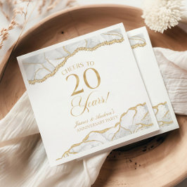 白エレガント金ゴールドアガテ20周年記念パーティー スタンダードカクテルナプキン