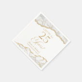 白エレガント金ゴールドアガテ25周年記念パーティー スタンダードカクテルナプキン (角)