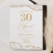 白エレガント金ゴールドアガテ30歳の誕生日パーティー 招待状