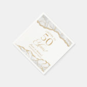 白エレガント金ゴールドアガテ50周年記念パーティー スタンダードカクテルナプキン (角)