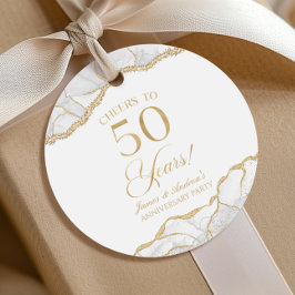 白エレガント金ゴールドアガテ50周年記念パーティー フェイバータグ