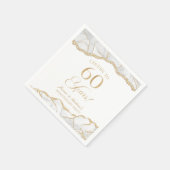 白エレガント金ゴールドアガテ60周年記念パーティー スタンダードカクテルナプキン (角)