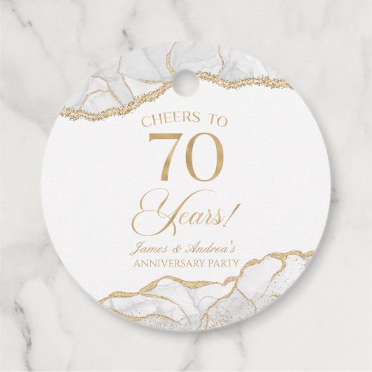 白エレガント金ゴールドアガテ70周年記念パーティー フェイバータグ (裏面)