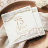 白エレガント金ゴールドアガテ75周年記念パーティー スタンダードカクテルナプキン