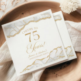 白エレガント金ゴールドアガテ75周年記念パーティー スタンダードカクテルナプキン