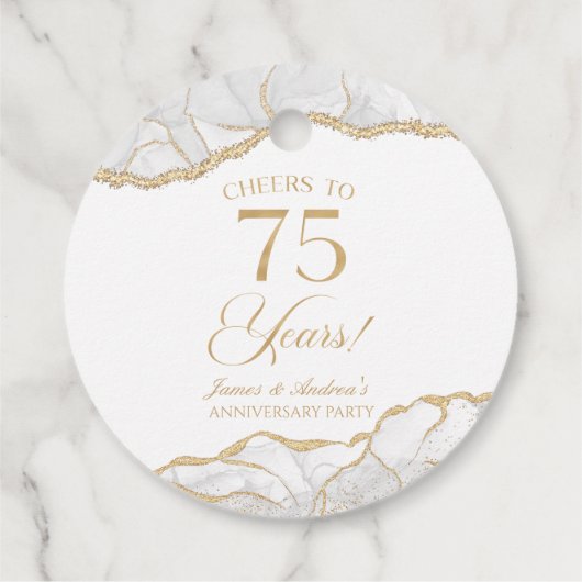 白エレガント金ゴールドアガテ75周年記念パーティー フェイバータグ (裏面)
