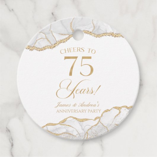 白エレガント金ゴールドアガテ75周年記念パーティー フェイバータグ (正面)