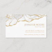 白エレガント金ゴールドアゲート縁どカスタム 名刺 (裏面)