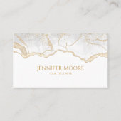 白エレガント金ゴールドアゲート縁どカスタム 名刺 (正面)