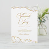 白エレガント金ゴールドアゲート誕生日パーティー サンキューカード (スタンド正面)