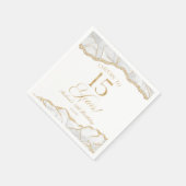 白エレガント金ゴールドアゲート15th誕生日パーティー スタンダードカクテルナプキン (角)