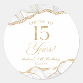 白エレガント金ゴールドアゲート15th誕生日パーティー ラウンドシール