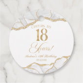 白エレガント金ゴールドアゲート18th誕生日パーティー フェイバータグ (裏面)