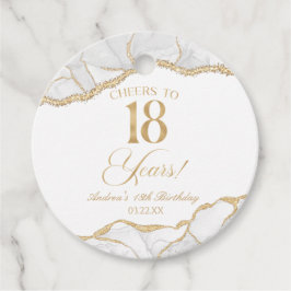 白エレガント金ゴールドアゲート18th誕生日パーティー フェイバータグ