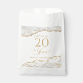 白エレガント金ゴールドアゲート20th誕生日パーティー フェイバーバッグ (正面)