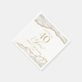 白エレガント金ゴールドアゲート40歳の誕生日パーティー スタンダードカクテルナプキン (角)