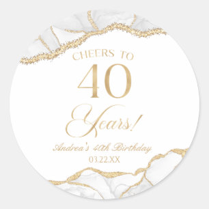 白エレガント金ゴールドアゲート40歳の誕生日パーティー ラウンドシール