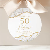 白エレガント金ゴールドアゲート50th誕生日パーティー ラウンドシール