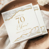 白エレガント金ゴールドアゲート70th誕生日パーティー スタンダードカクテルナプキン