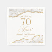 白エレガント金ゴールドアゲート70th誕生日パーティー スタンダードカクテルナプキン (正面)