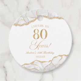 白エレガント金ゴールドアゲート80th誕生日パーティー フェイバータグ