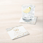 白エレガント金ゴールドアゲート90th誕生日パーティー スクエアペーパーコースター (インサイチュ)