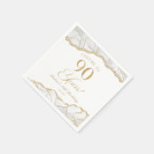 白エレガント金ゴールドアゲート90th誕生日パーティー スタンダードカクテルナプキン (角)