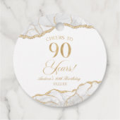 白エレガント金ゴールドアゲート90th誕生日パーティー フェイバータグ (裏面)
