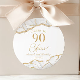白エレガント金ゴールドアゲート90th誕生日パーティー ラウンドシール