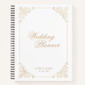 白エレガント金ゴールドイスラムウェディングプランナー ノートブック (正面)